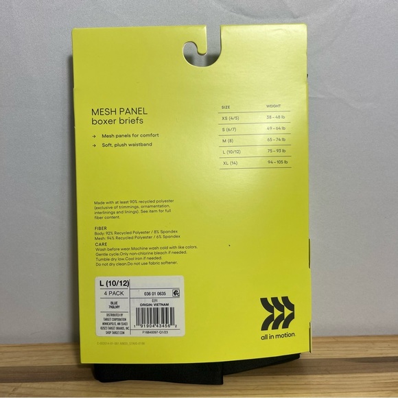 Boys' 4pk Youth L Mesh Boxer Briefs - All In Motion New - Picture 3 of 8